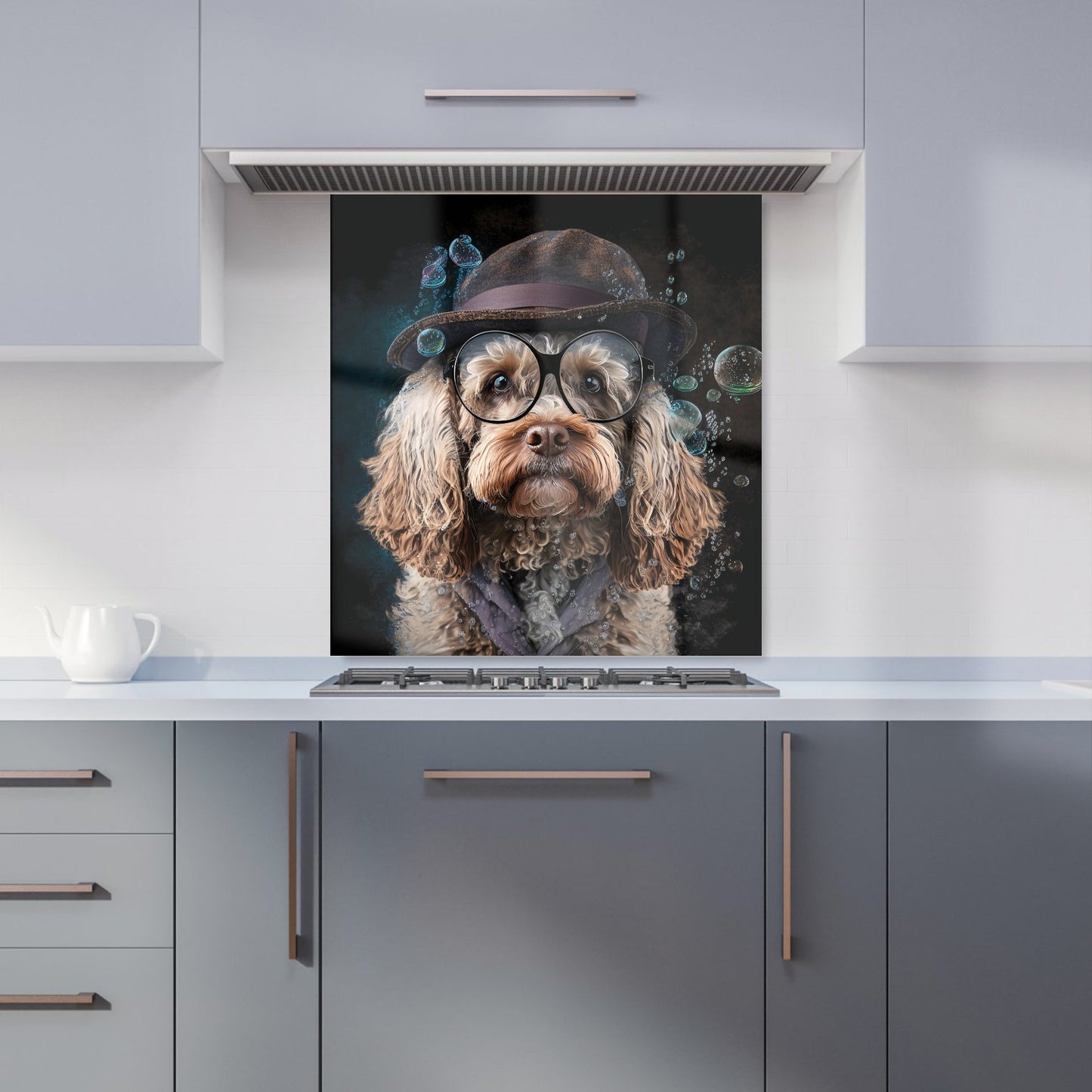 Cockapoo Dog With Glasses Splashart Kitchen Splashback