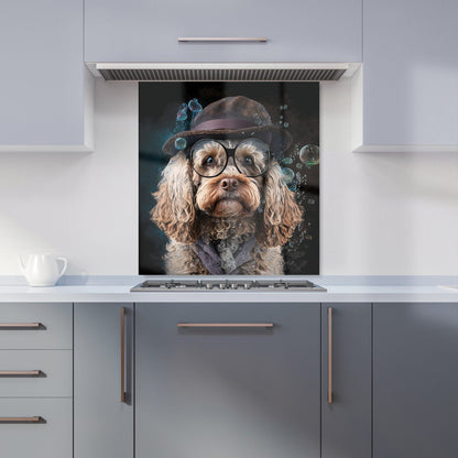 Cockapoo Dog With Glasses Splashart Kitchen Splashback