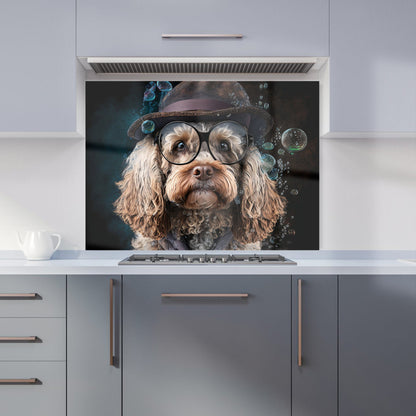 Cockapoo Dog With Glasses Splashart Kitchen Splashback