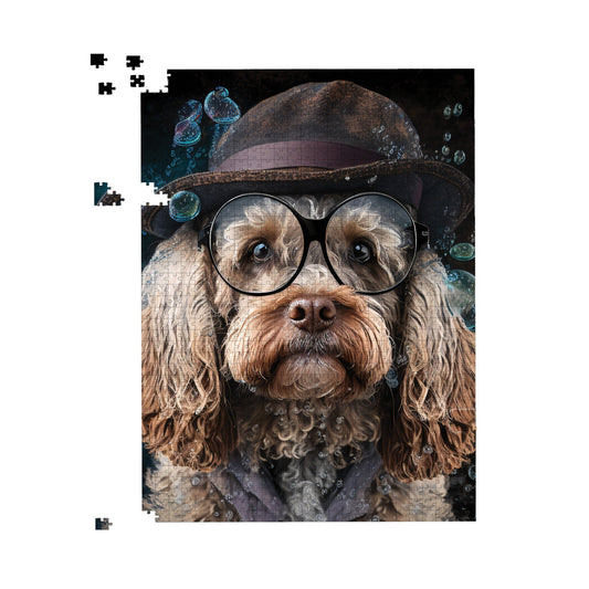 Cockapoo Dog With Glasses Splashart Jigsaw Puzzle