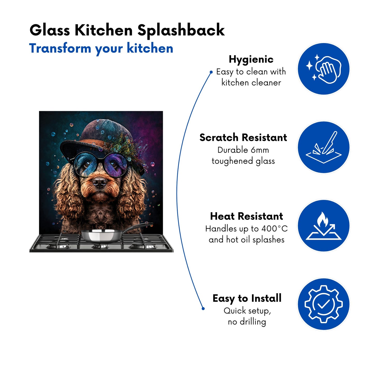 Cockapoo Dog Face Splashart Kitchen Splashback
