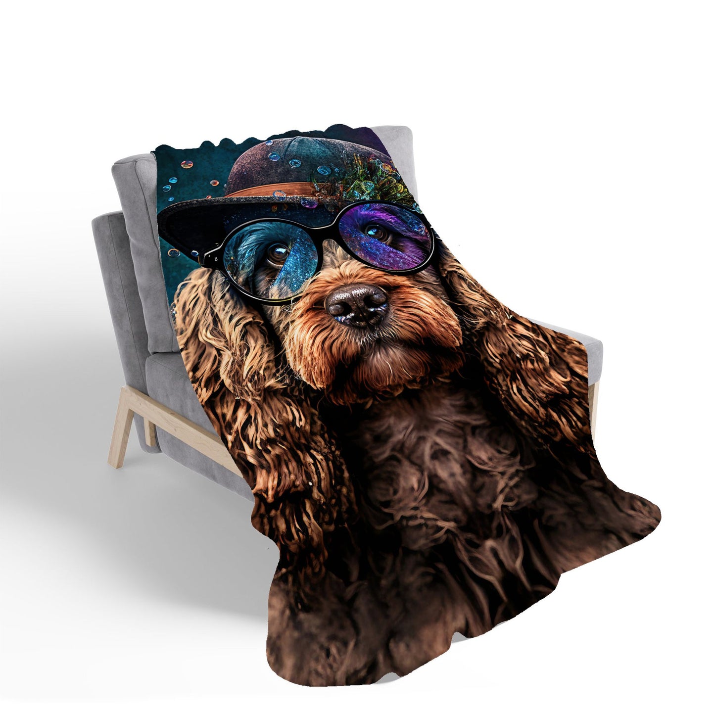 Cockapoo Dog Face Splashart Sherpa Blanket