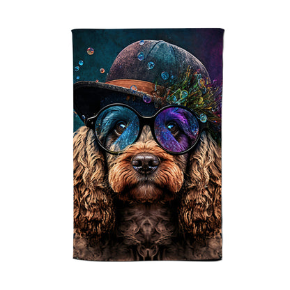 Cockapoo Dog Face Splashart Tea Towel