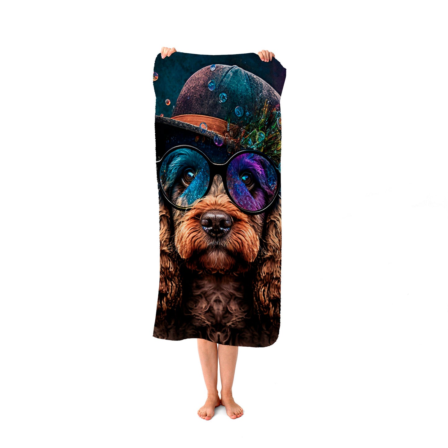 Cockapoo Dog Face Splashart Beach Towel