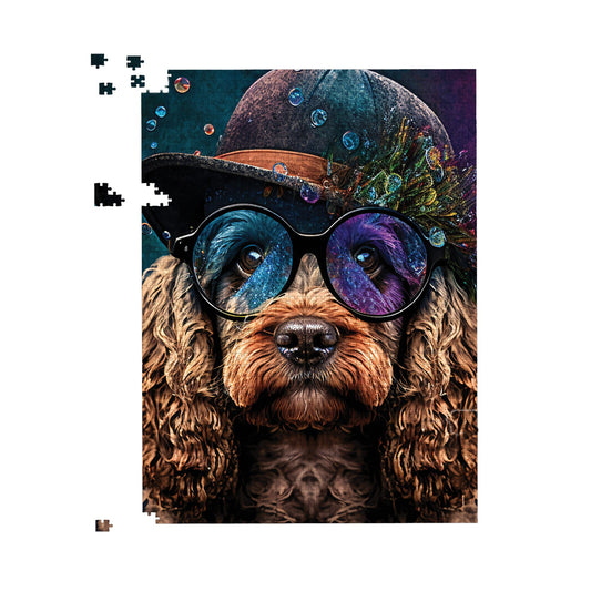 Cockapoo Dog Face Splashart Jigsaw Puzzle