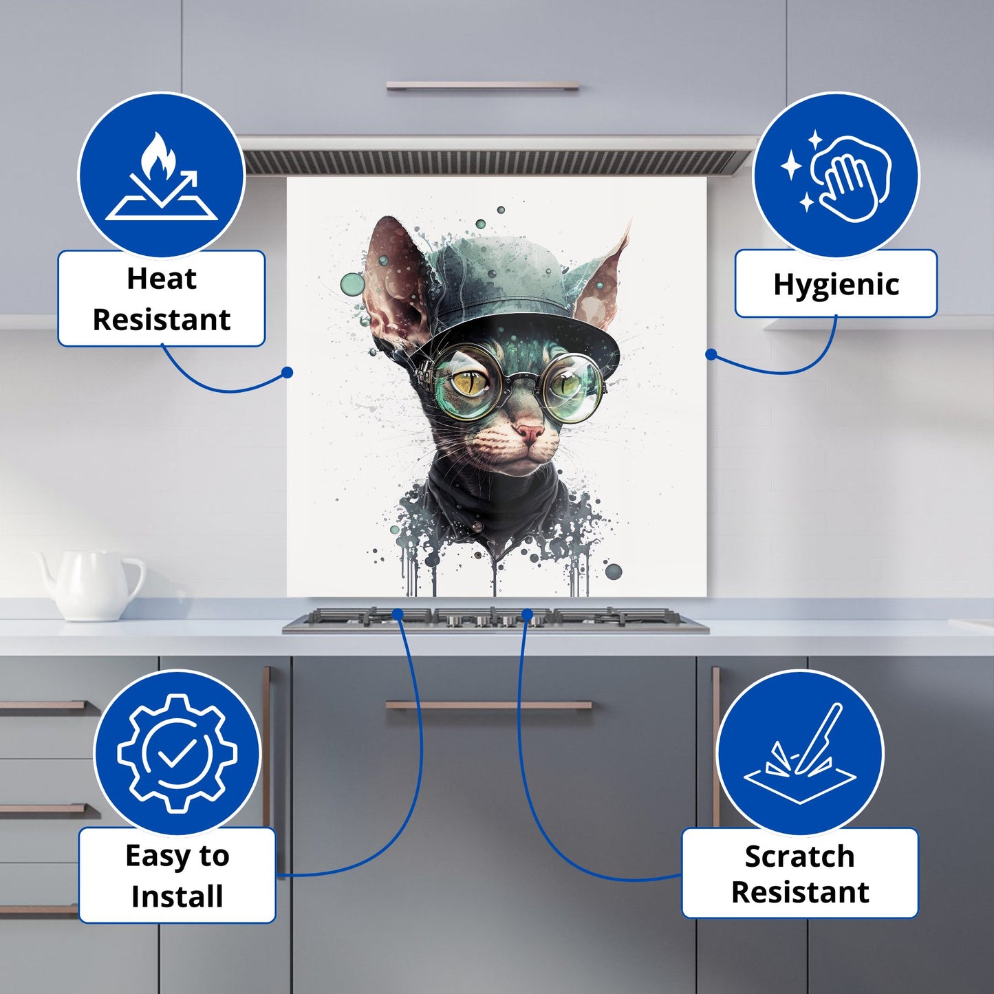 Cornish Rex Cat Splashart Kitchen Splashback