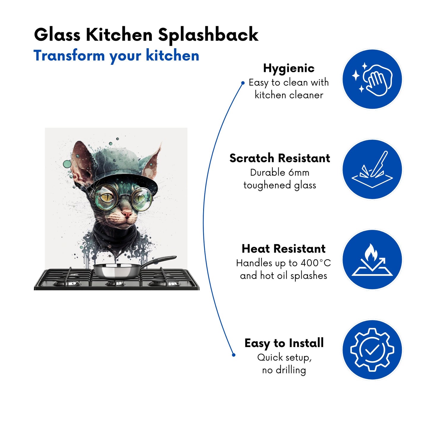 Cornish Rex Cat Splashart Kitchen Splashback
