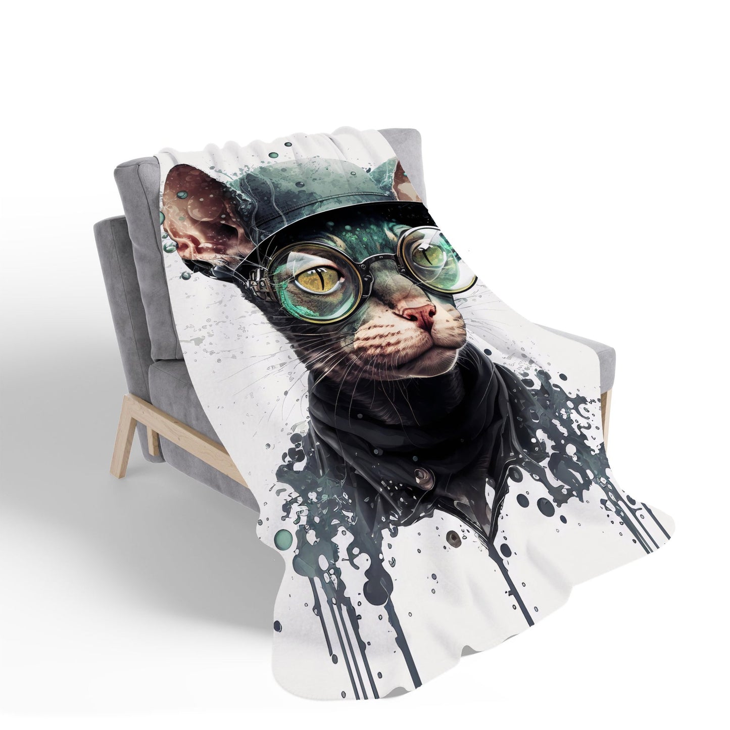 Cornish Rex Cat Splashart Sherpa Blanket