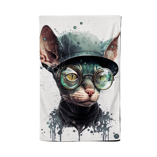 Cornish Rex Cat Splashart Tea Towel