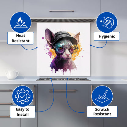 Cornish Rex With Glasses Splashart Kitchen Splashback