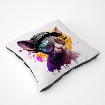 Cornish Rex With Glasses Splashart Pet Bed