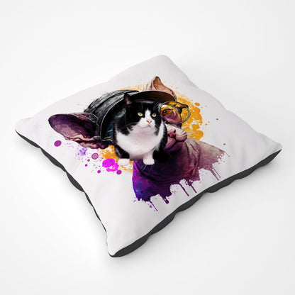 Cornish Rex With Glasses Splashart Pet Bed