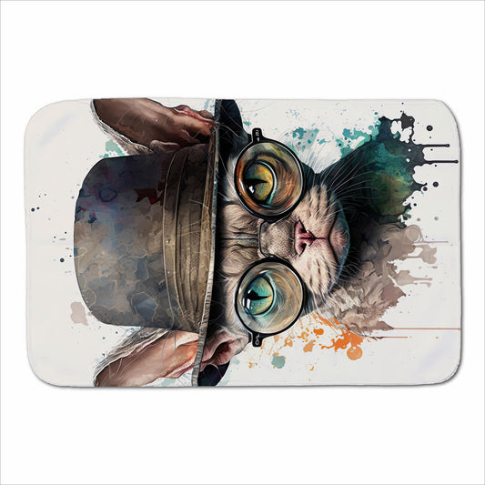 Devon Rex Cat With Glasses Splashart Sherpa Blanket