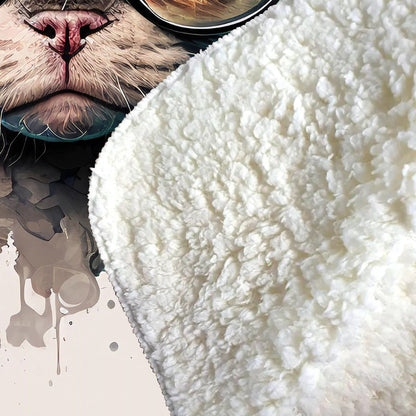 Devon Rex Cat With Glasses Splashart Sherpa Blanket