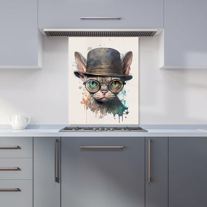 Devon Rex Cat With Glasses Splashart Kitchen Splashback