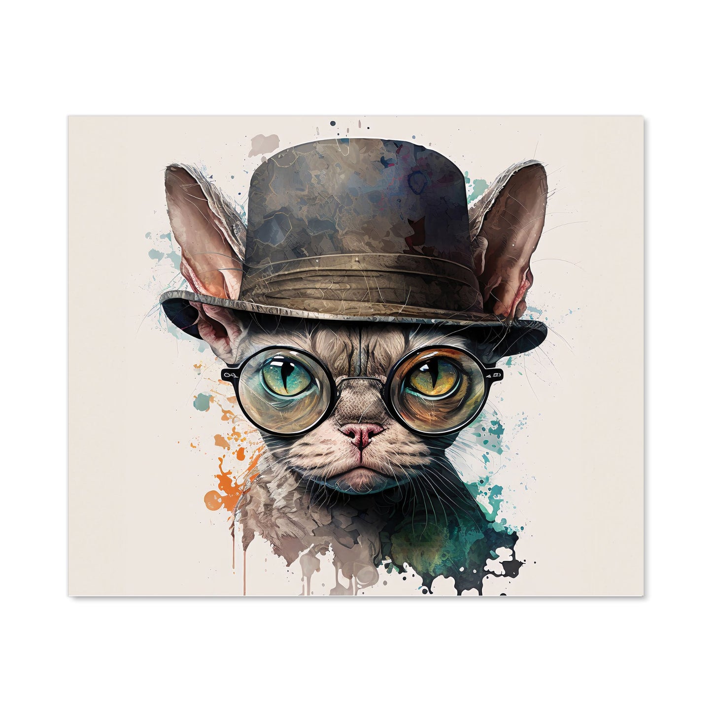 Devon Rex Cat With Glasses Splashart Kitchen Splashback