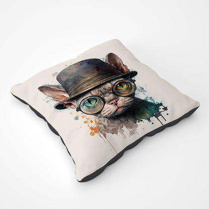Devon Rex Cat With Glasses Splashart Ped Bed