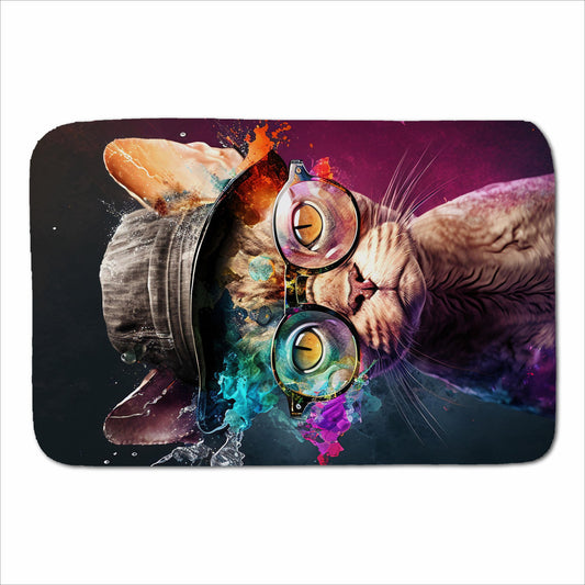 Devon Rex Cat With Hat Splashart Sherpa Blanket