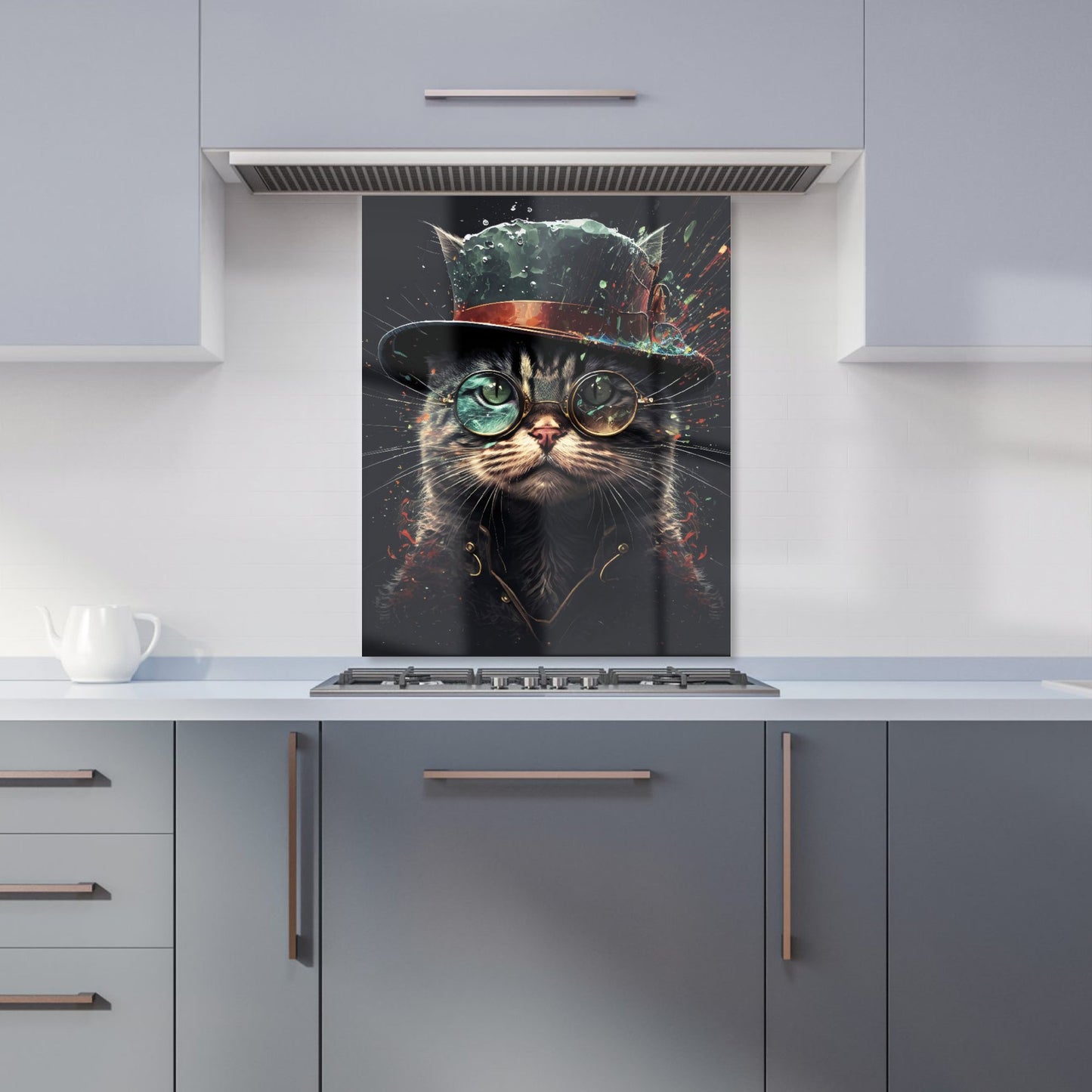 Cat With Glasses Splashart Kitchen Splashback