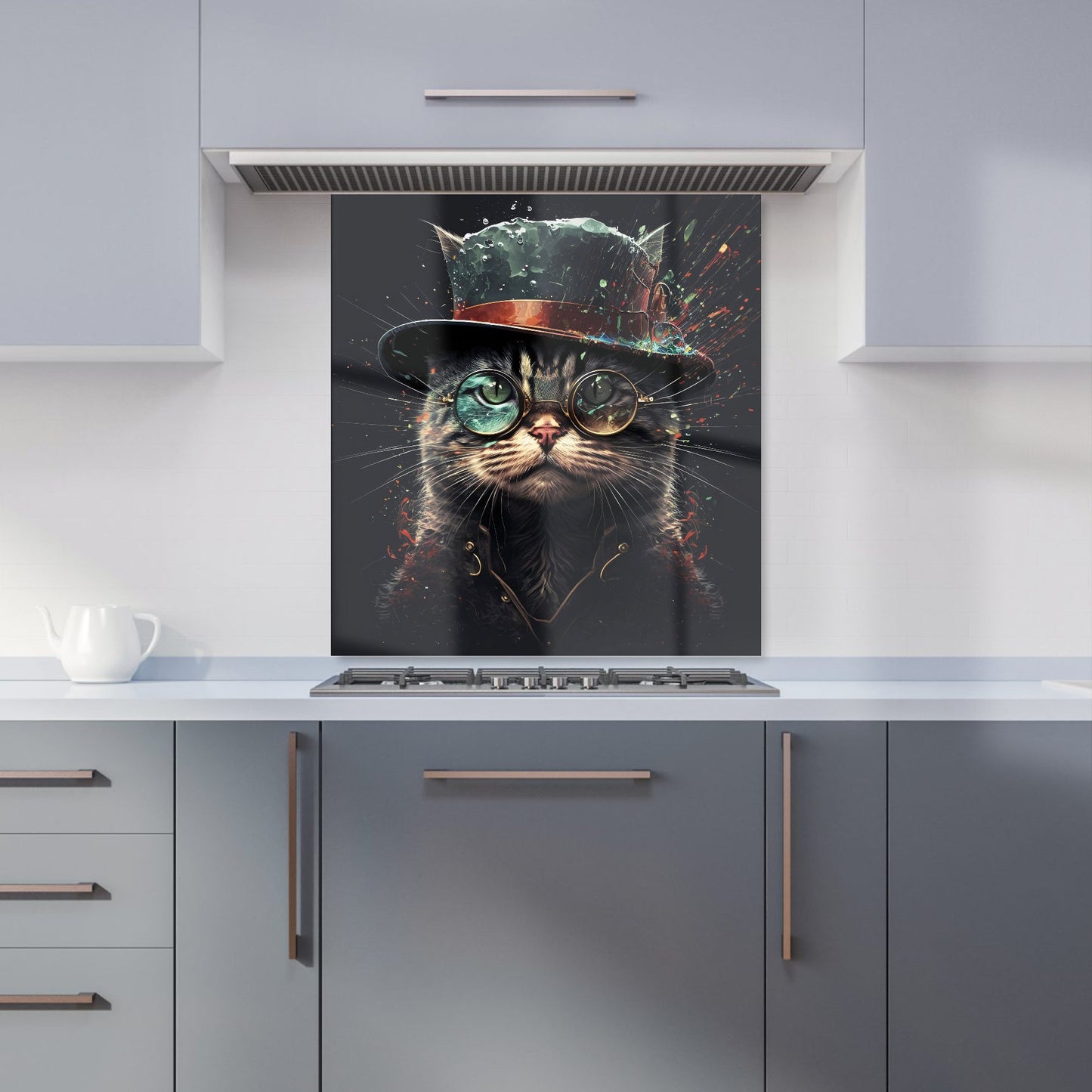 Cat With Glasses Splashart Kitchen Splashback