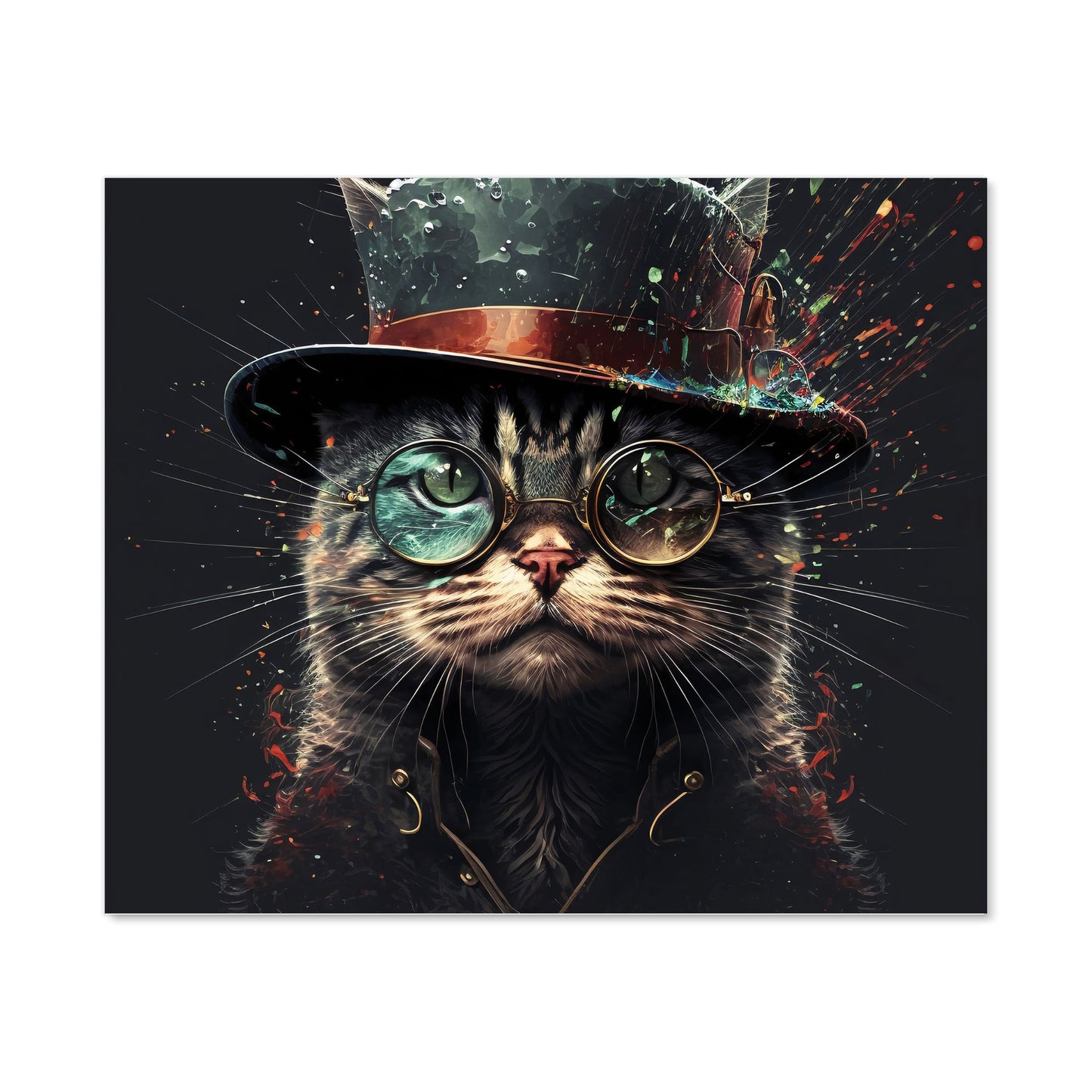 Cat With Glasses Splashart Kitchen Splashback