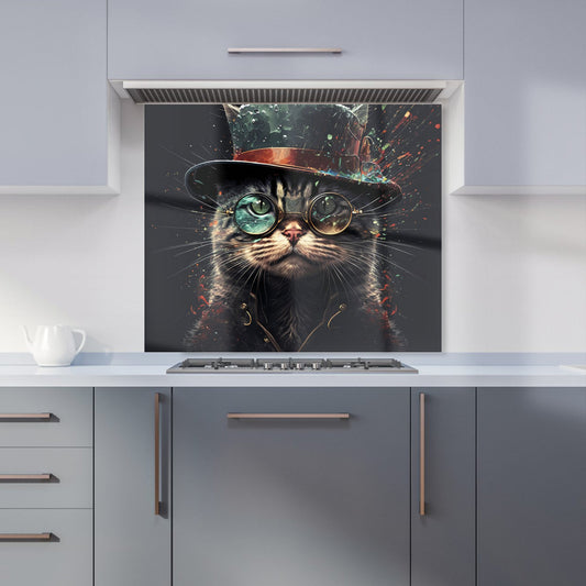 Cat With Glasses Splashart Kitchen Splashback