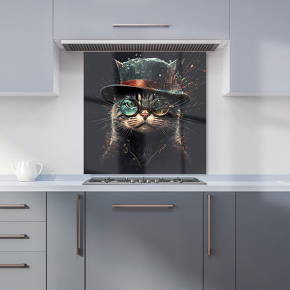 Cat With Glasses Splashart Kitchen Splashback