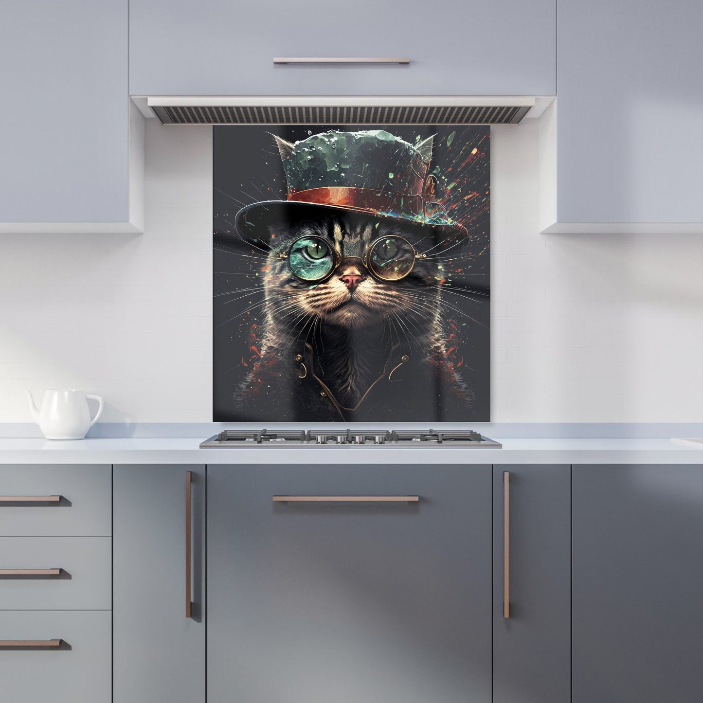 Cat With Glasses Splashart Kitchen Splashback
