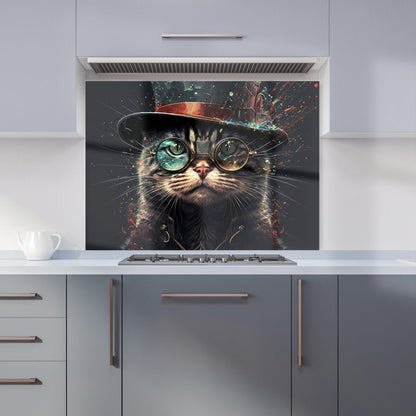 Cat With Glasses Splashart Kitchen Splashback