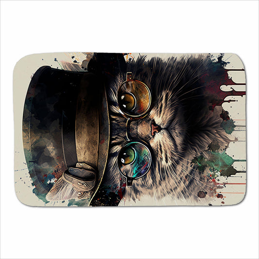 Cat With Glasses And Hat Splashart Sherpa Blanket