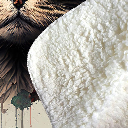 Cat With Glasses And Hat Splashart Sherpa Blanket