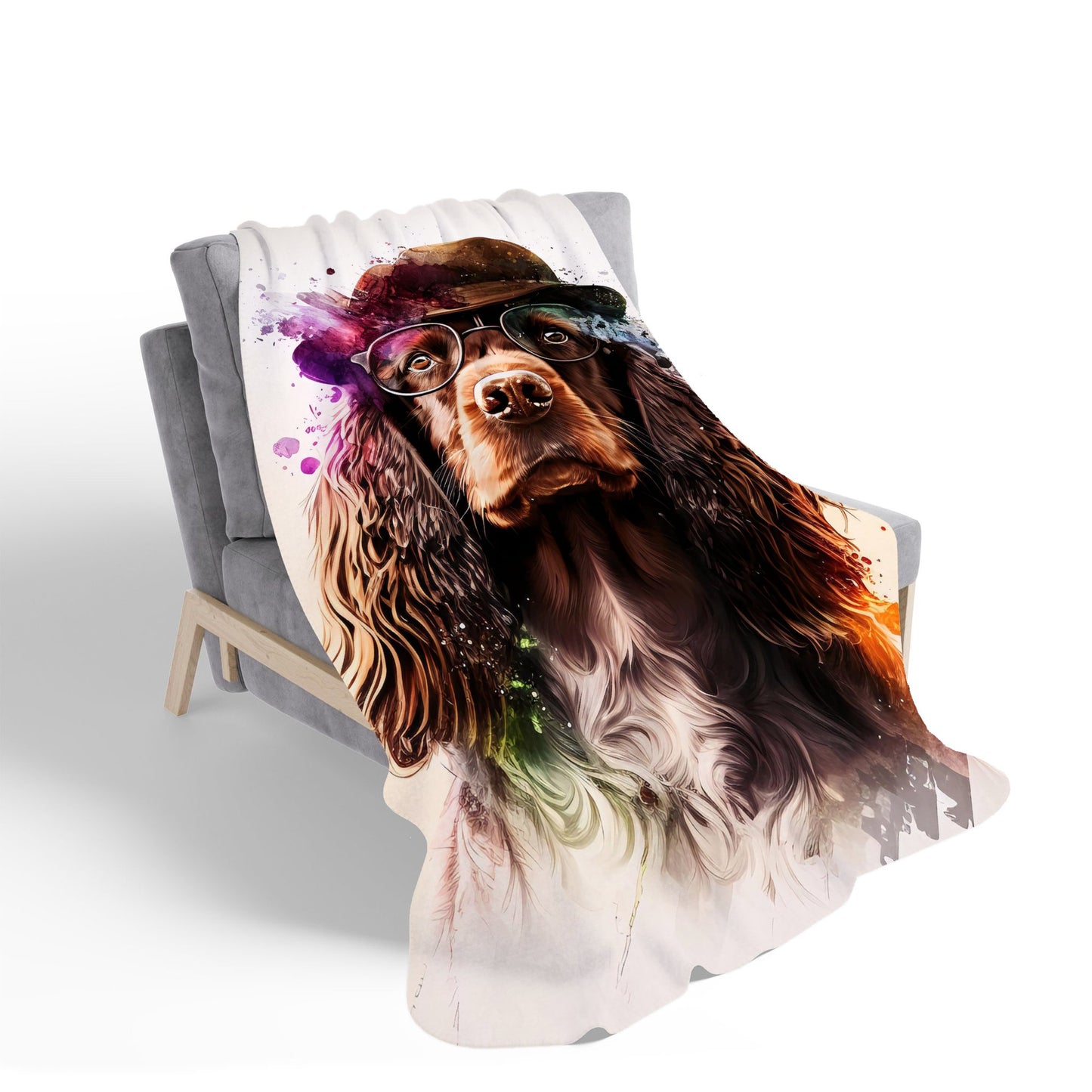 English Cocker Spaniel Splashart Sherpa Blanket