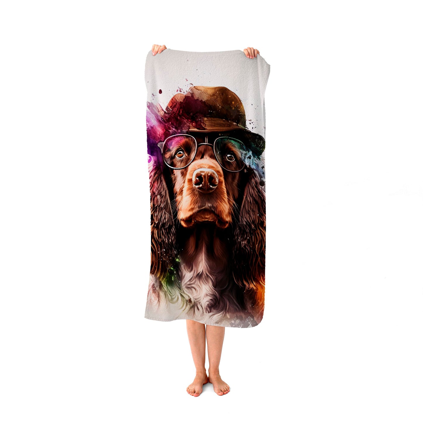 English Cocker Spaniel Splashart Beach Towel