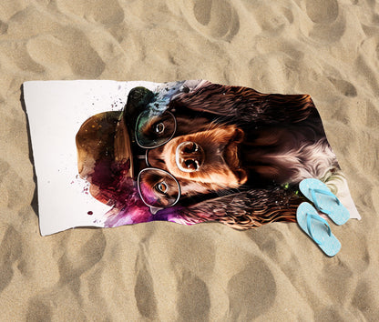 English Cocker Spaniel Splashart Beach Towel