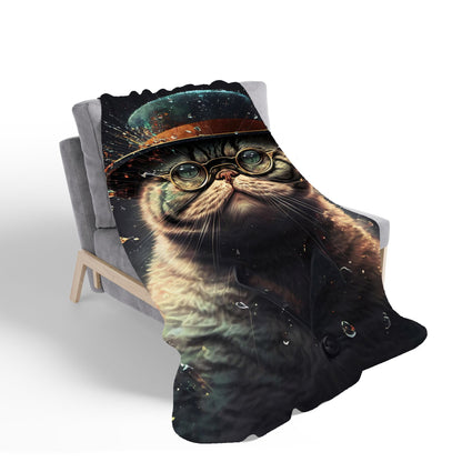 Shorthair Cat Splashart Sherpa Blanket