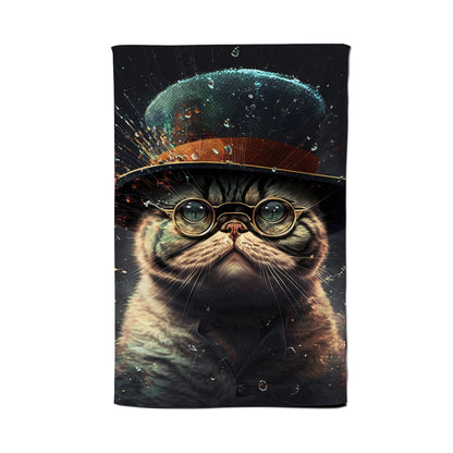 Shorthair Cat Splashart Tea Towel