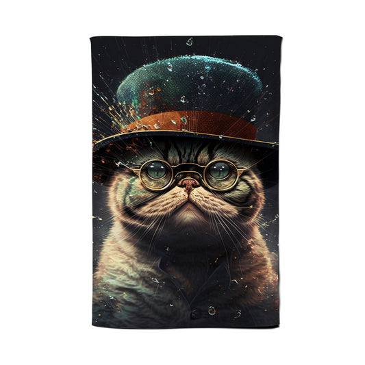 Shorthair Cat Splashart Tea Towel