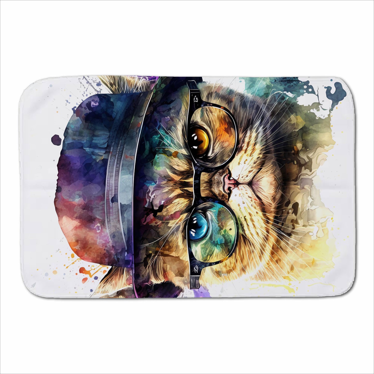 Shorthair Cat With Glasses Splashart Sherpa Blanket