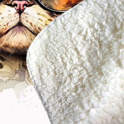 Shorthair Cat With Glasses Splashart Sherpa Blanket