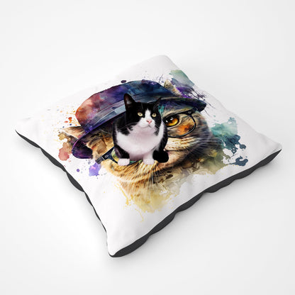 Shorthair Cat With Glasses Splashart Pet Bed