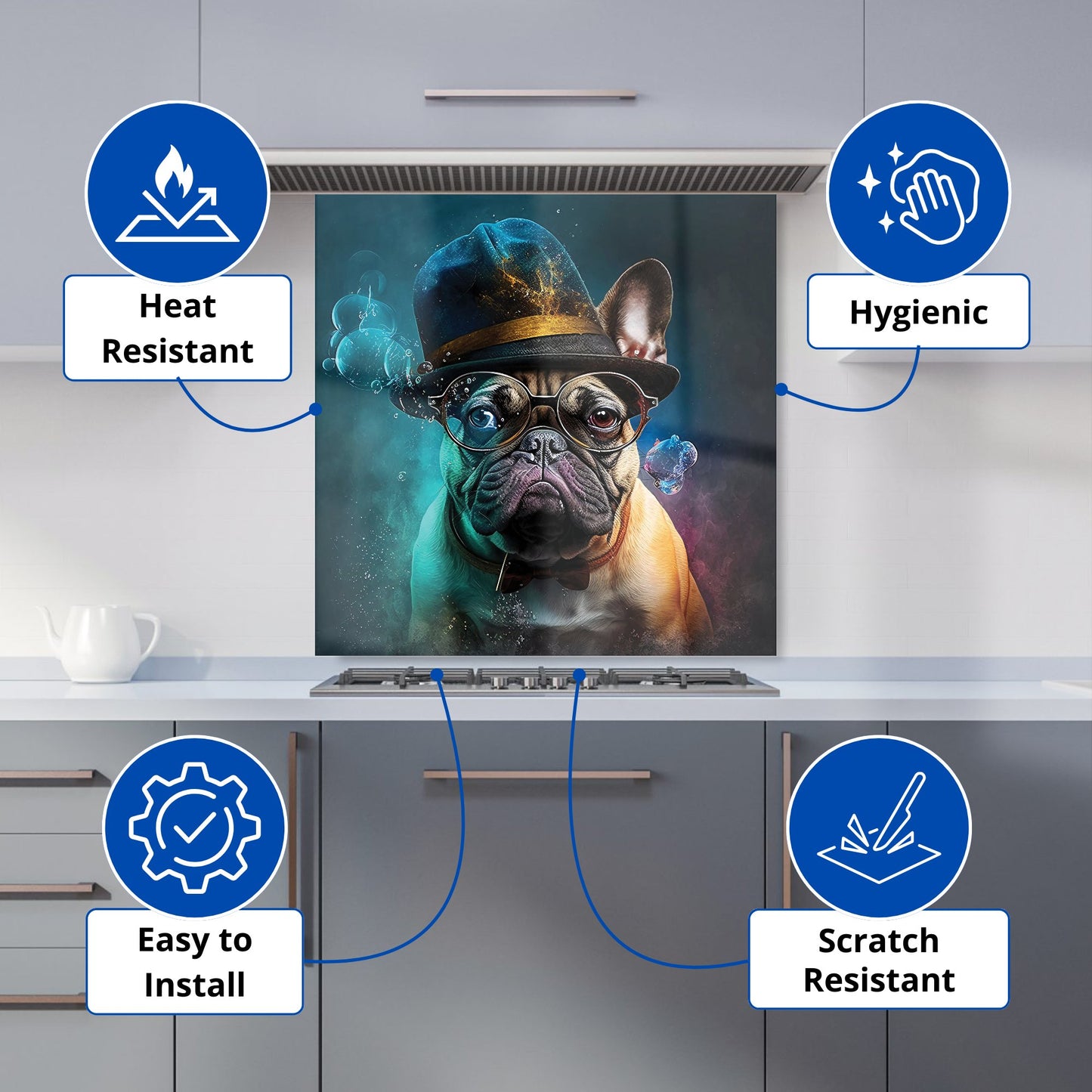 French Bulldog Splashart Kitchen Splashback