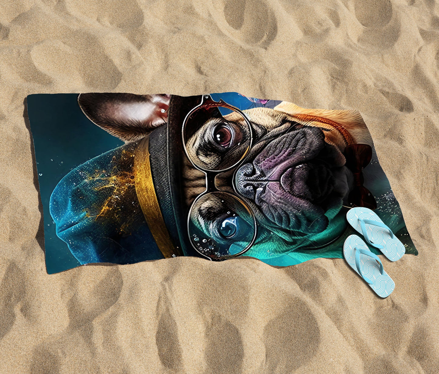 French Bulldog Splashart Beach Towel