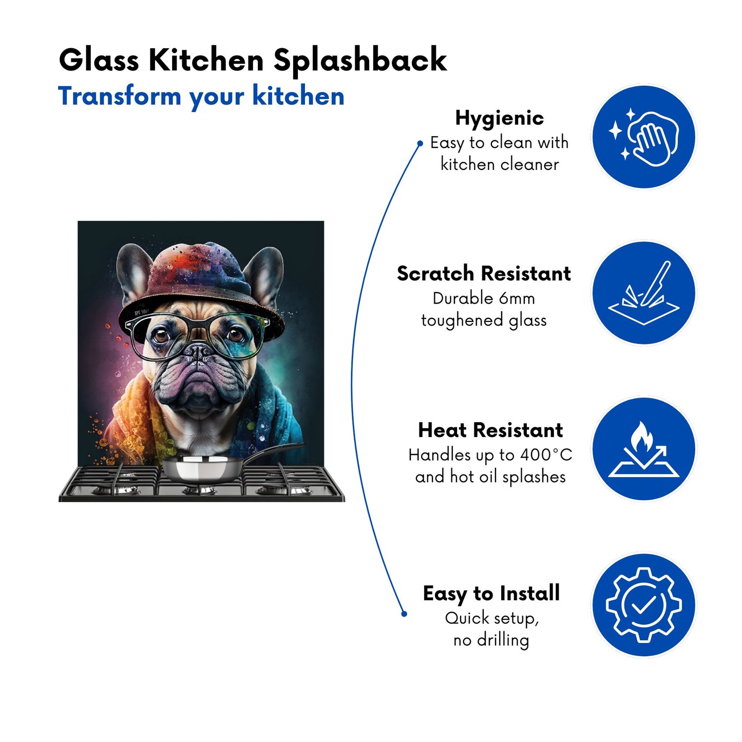 French Bulldog Dog Splashart Kitchen Splashback