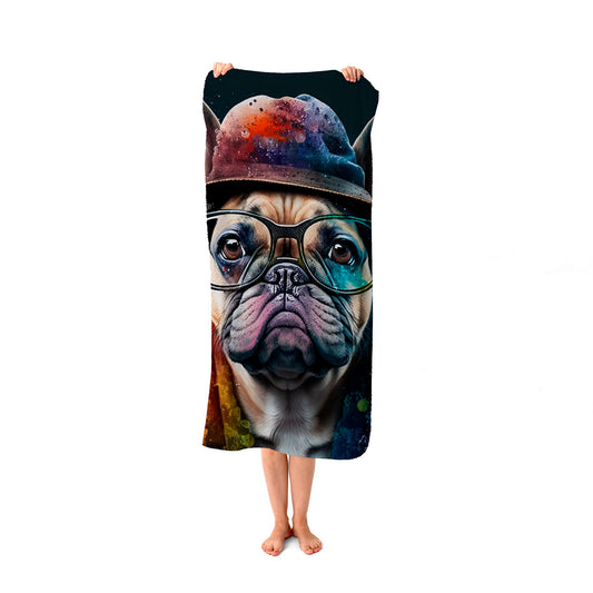French Bulldog Dog Splashart Beach Towel