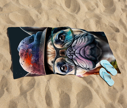French Bulldog Dog Splashart Beach Towel