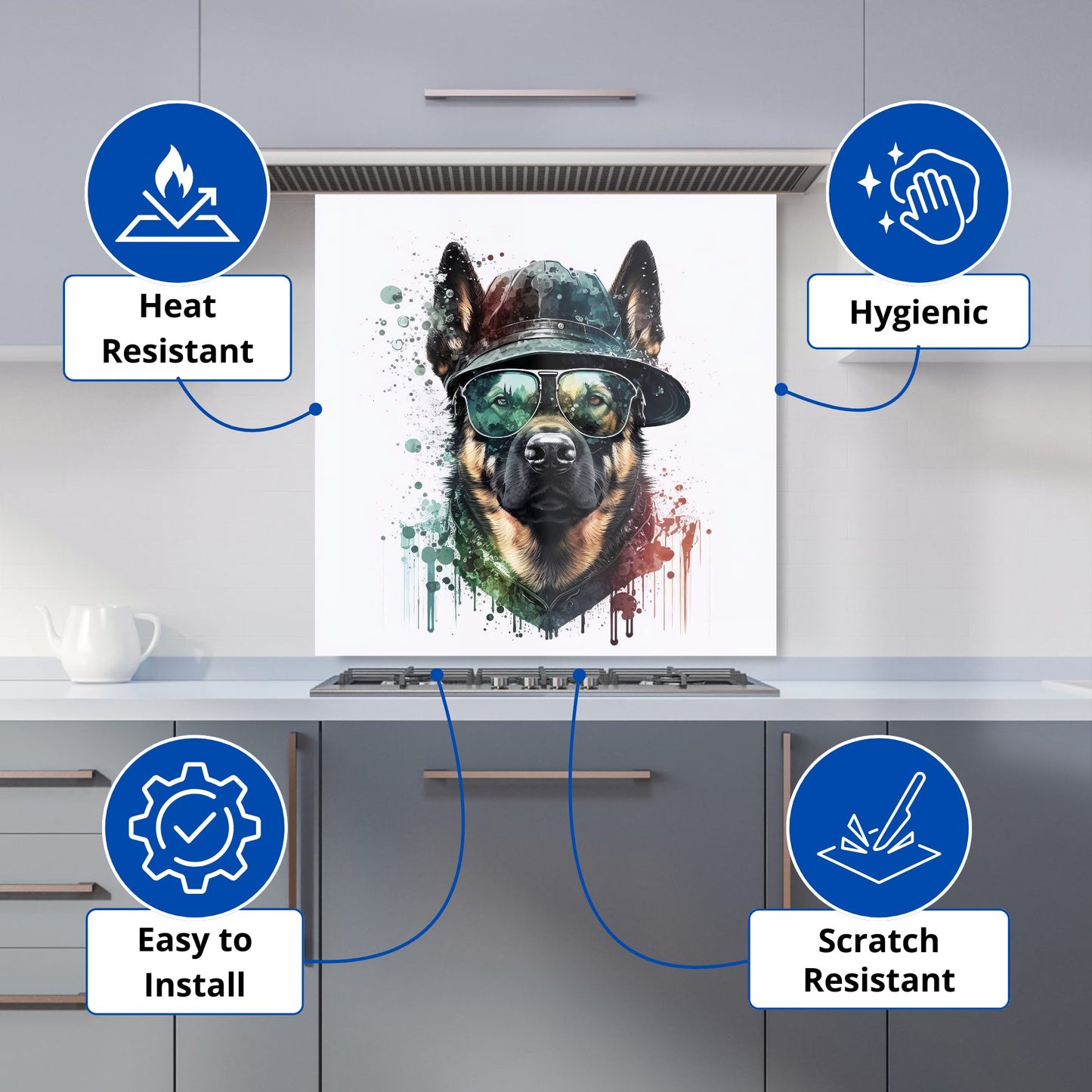 German Shepherd Splashart Kitchen Splashback