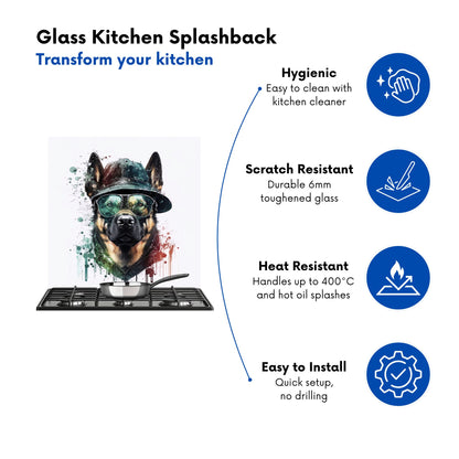 German Shepherd Splashart Kitchen Splashback