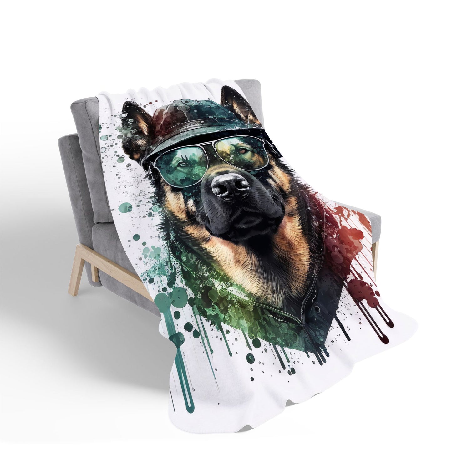 German Shepherd Splashart Sherpa Blanket