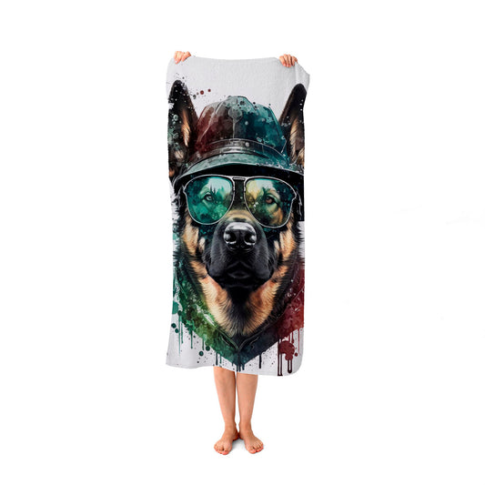 German Shepherd Splashart Beach Towel