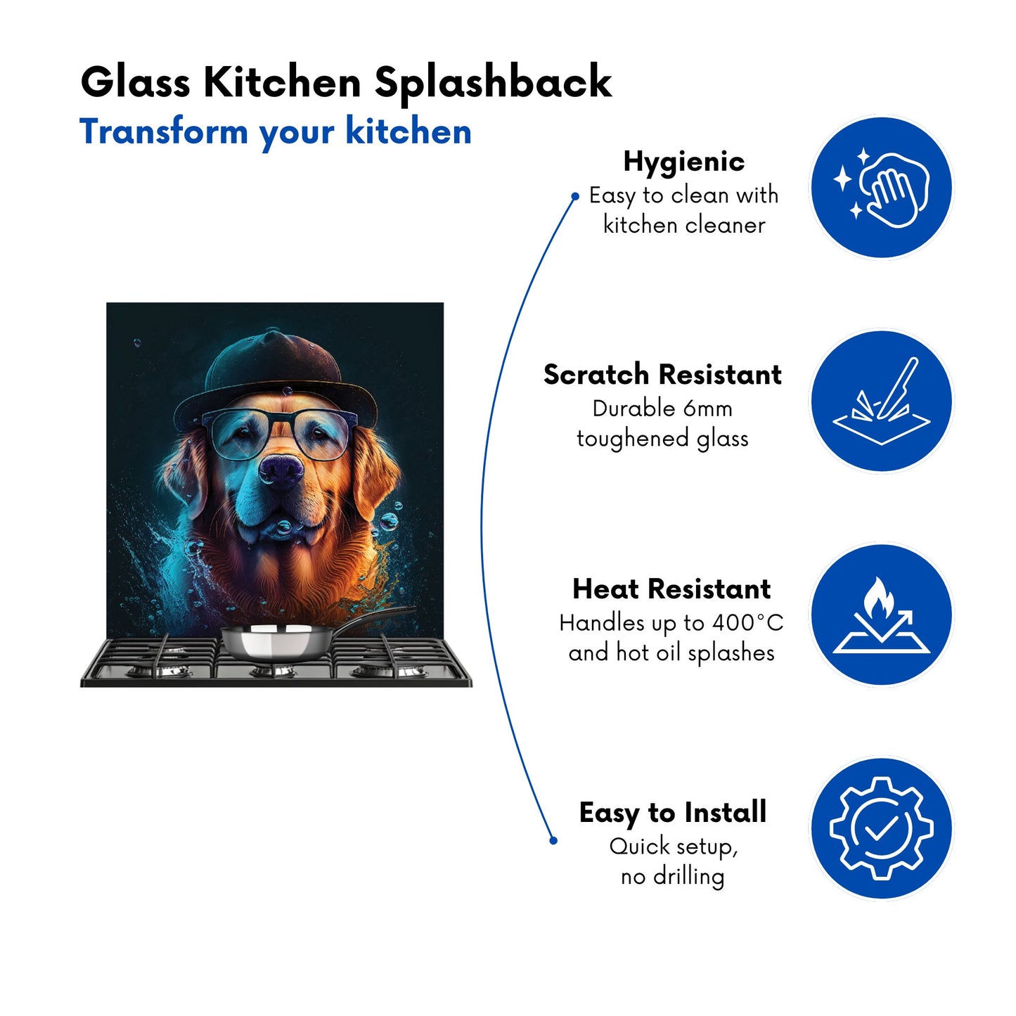 Golden Retriever Dog Kitchen Splashback